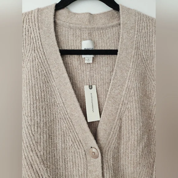 NWT Maeve Wool Blend Hourglass Ribbed Knit Cardigan Sweater Anthropologie Sz L - Picture 5 of 16